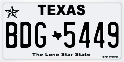 TX license plate BDG5449