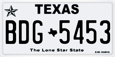 TX license plate BDG5453