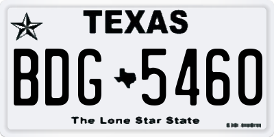 TX license plate BDG5460