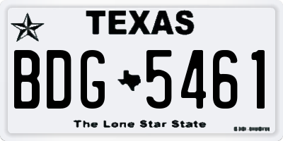TX license plate BDG5461