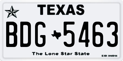 TX license plate BDG5463