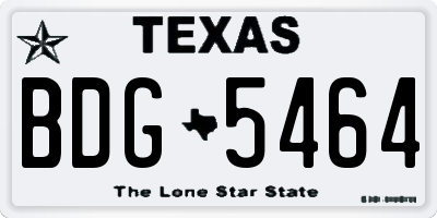 TX license plate BDG5464
