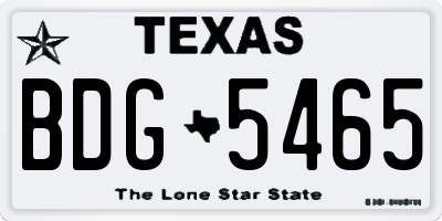 TX license plate BDG5465