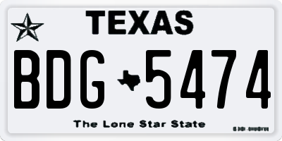 TX license plate BDG5474