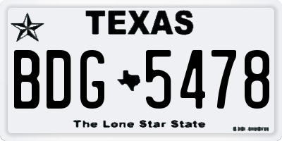 TX license plate BDG5478
