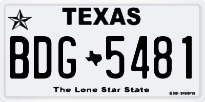 TX license plate BDG5481