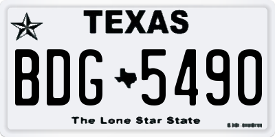 TX license plate BDG5490