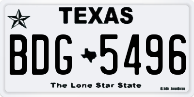 TX license plate BDG5496