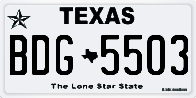 TX license plate BDG5503