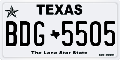 TX license plate BDG5505