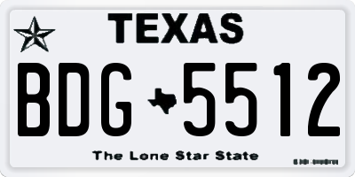 TX license plate BDG5512