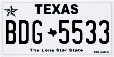 TX license plate BDG5533