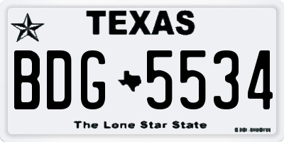 TX license plate BDG5534