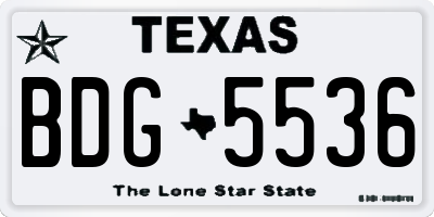 TX license plate BDG5536