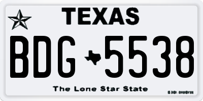 TX license plate BDG5538