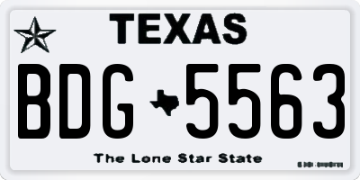 TX license plate BDG5563