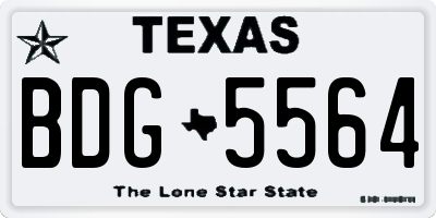TX license plate BDG5564