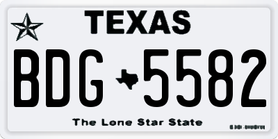 TX license plate BDG5582