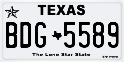 TX license plate BDG5589