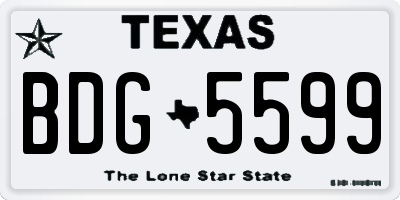 TX license plate BDG5599