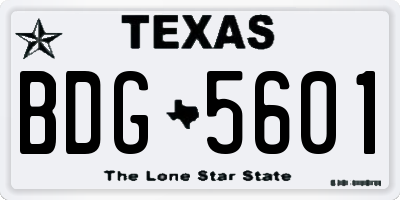 TX license plate BDG5601