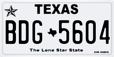 TX license plate BDG5604