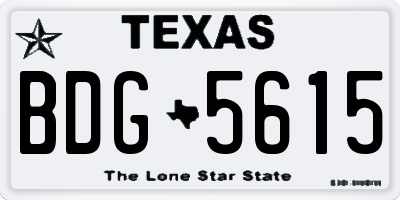 TX license plate BDG5615