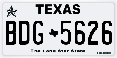 TX license plate BDG5626