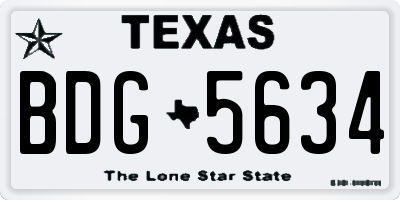 TX license plate BDG5634