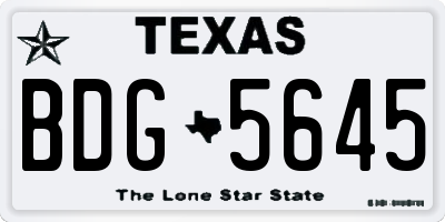 TX license plate BDG5645