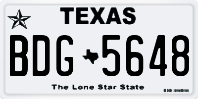 TX license plate BDG5648
