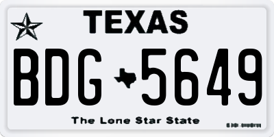 TX license plate BDG5649