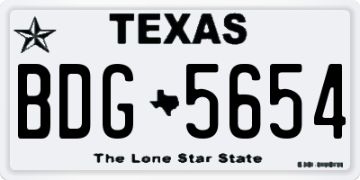TX license plate BDG5654