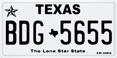 TX license plate BDG5655