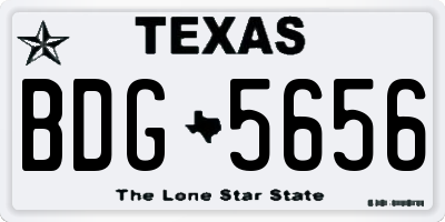 TX license plate BDG5656