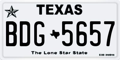 TX license plate BDG5657