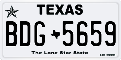 TX license plate BDG5659
