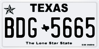 TX license plate BDG5665
