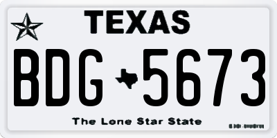 TX license plate BDG5673