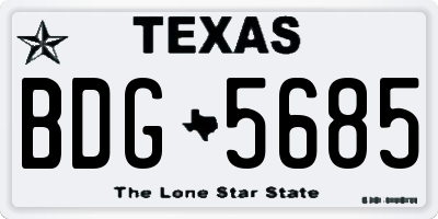 TX license plate BDG5685
