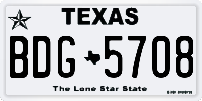 TX license plate BDG5708