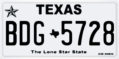 TX license plate BDG5728