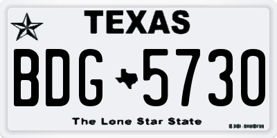 TX license plate BDG5730