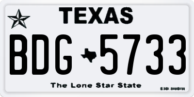 TX license plate BDG5733