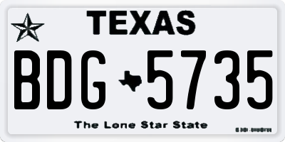 TX license plate BDG5735