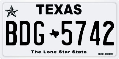 TX license plate BDG5742