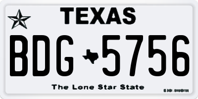 TX license plate BDG5756