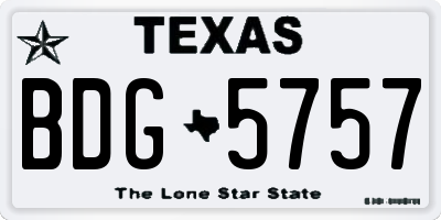 TX license plate BDG5757