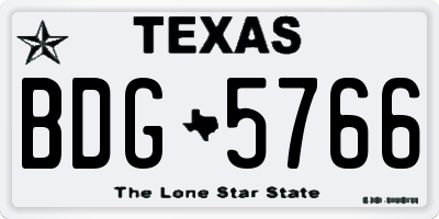 TX license plate BDG5766