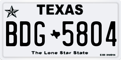 TX license plate BDG5804